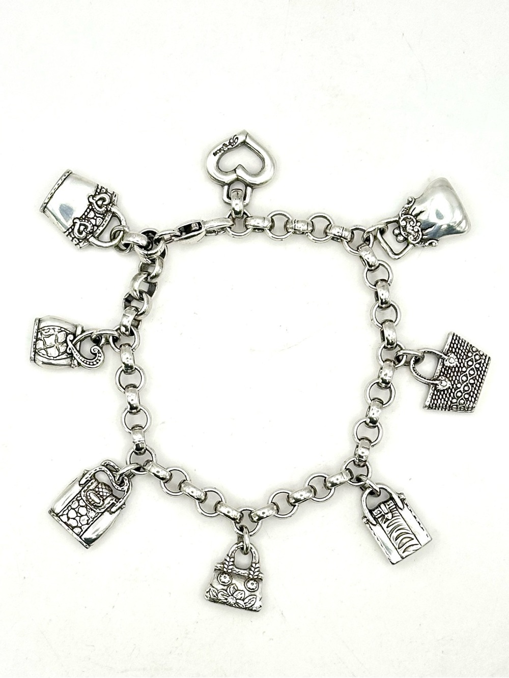 Brighton Vintage Silver Purse Charm Bracelet